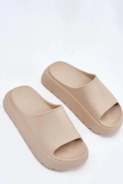 Discount Evento Piankowe Klapki Damskie Na Platformie Beżowe Xalvania Beżowy