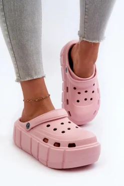 Sale Boto Piankowe Klapki Damskie Na Platformie Różowe Itubia