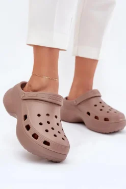 Klapki Damskie Big Star|Klapki Basenowe>Big Star Shoes Piankowe Klapki Damskie Na Masywnej Podeszwie Big Star RR274A121 Ciemnobeżowe Beżowy