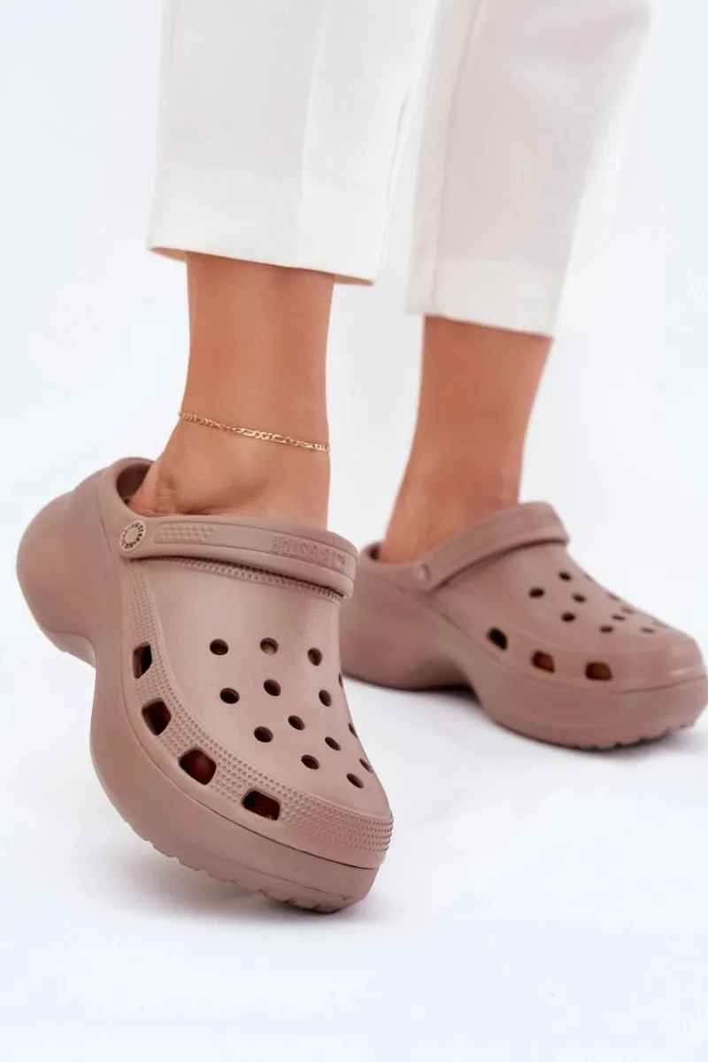 Klapki Damskie Big Star|Klapki Basenowe>Big Star Shoes Piankowe Klapki Damskie Na Masywnej Podeszwie Big Star RR274A121 Ciemnobeżowe Beżowy