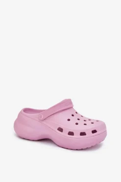 Big Star Shoes Piankowe Klapki Damskie Na Masywnej Podeszwie Big Star RR274A120 Różowe Różowy