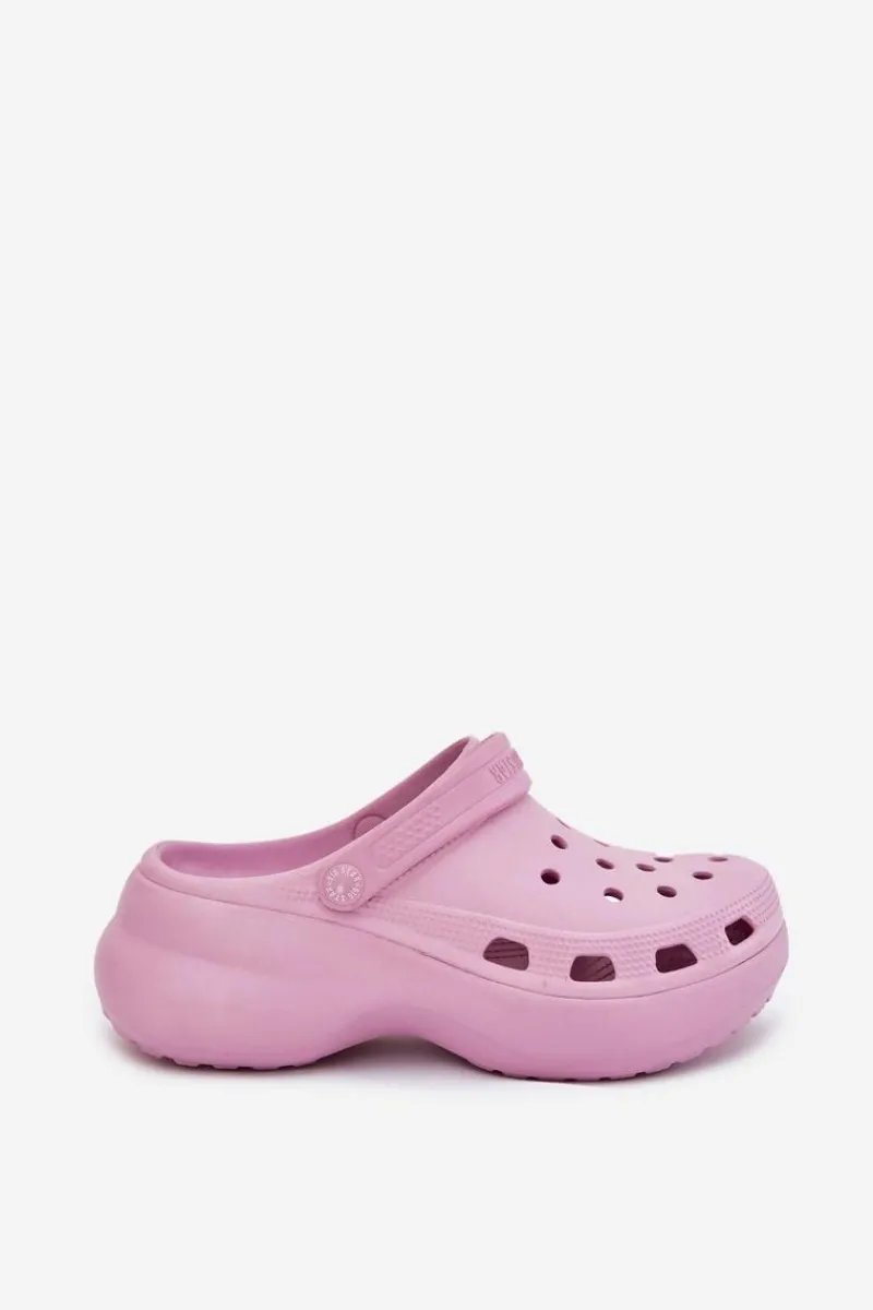 Big Star Shoes Piankowe Klapki Damskie Na Masywnej Podeszwie Big Star RR274A120 Różowe Różowy