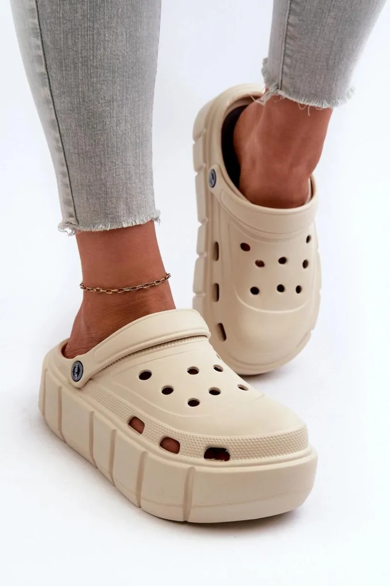 Klapki Basenowe|Klapki Na Platformie>Boto Piankowe Klapki Damskie Na Platformie Beżowe Itubia