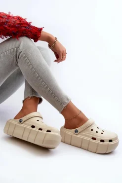 Klapki Basenowe|Klapki Na Platformie>Boto Piankowe Klapki Damskie Na Platformie Beżowe Itubia