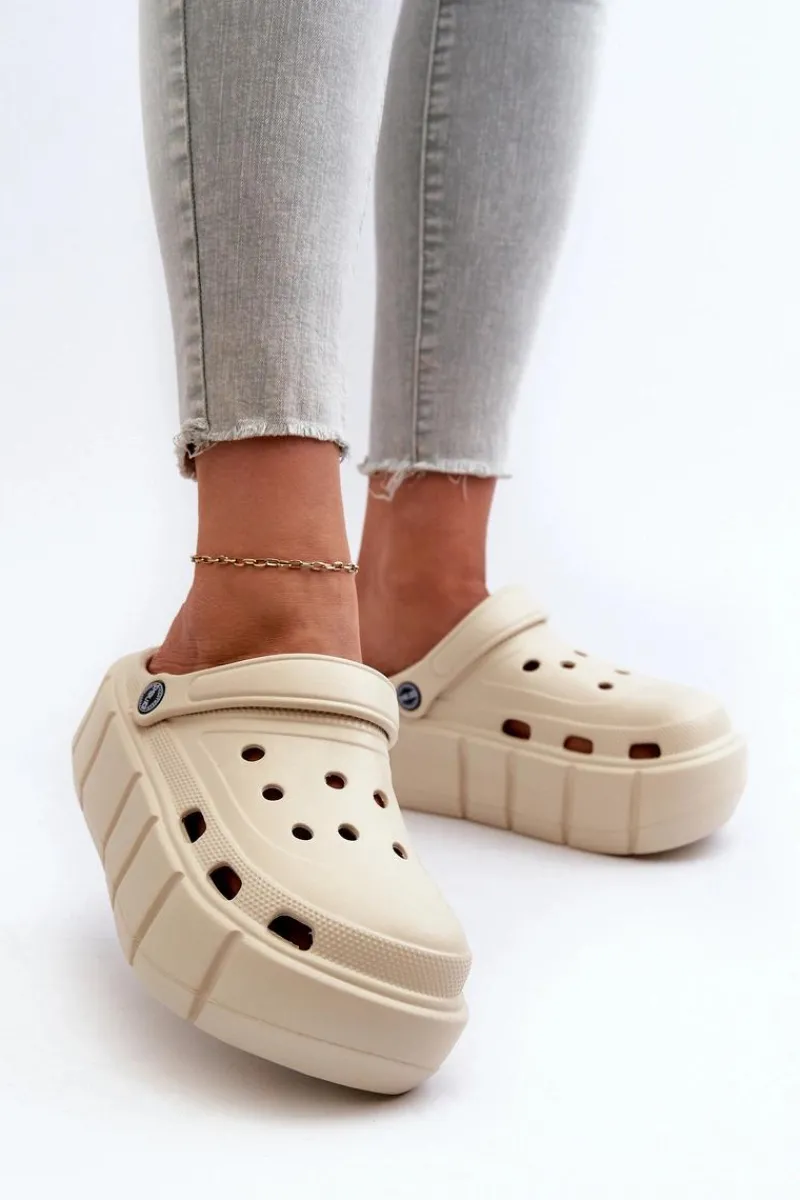 Klapki Basenowe|Klapki Na Platformie>Boto Piankowe Klapki Damskie Na Platformie Beżowe Itubia