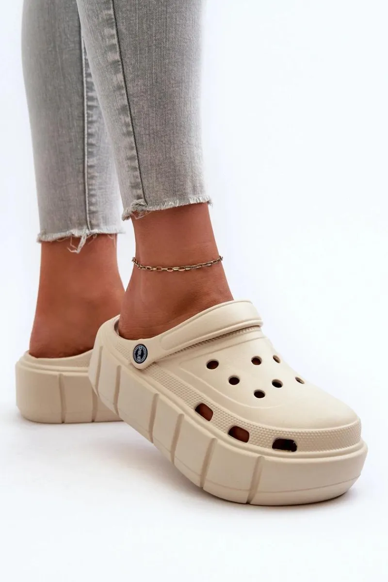 Klapki Basenowe|Klapki Na Platformie>Boto Piankowe Klapki Damskie Na Platformie Beżowe Itubia