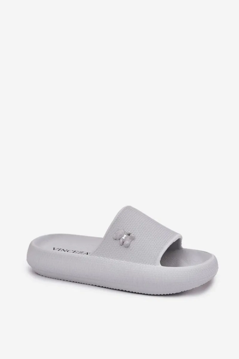 Outlet Piankowe Klapki Damskie Na Platformie Z Misiem Vinceza 75210 Szare Damskie Klapki Basenowe|Klapki Na Platformie