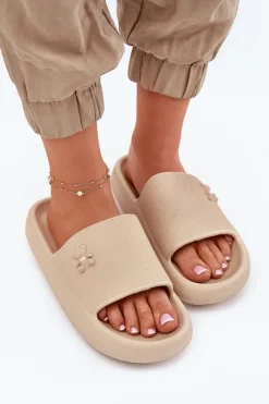 Klapki Basenowe|Klapki Na Platformie>Buty damskie Vinceza Piankowe Klapki Damskie Na Platformie Z Misiem Vinceza 75210 Beżowe