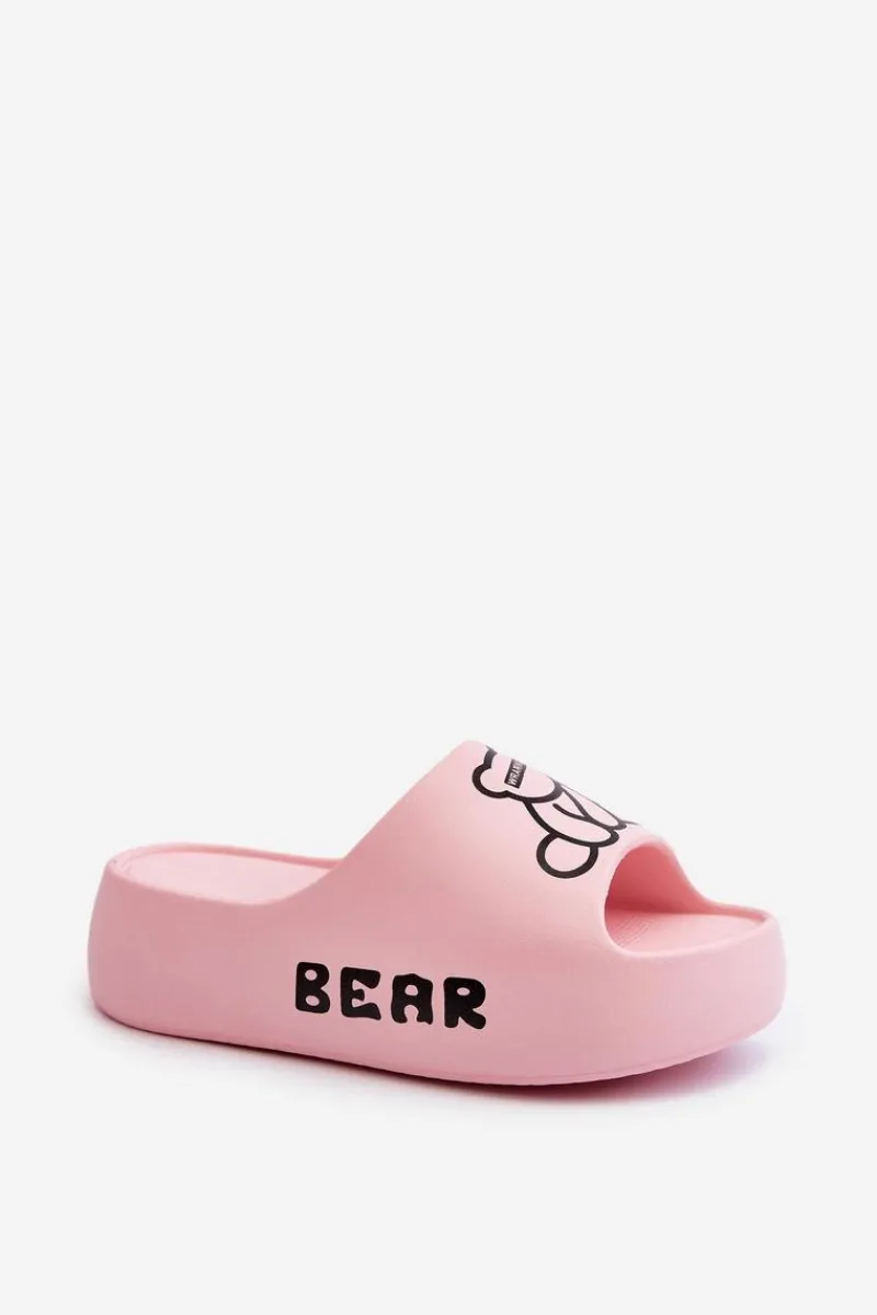 Klapki Basenowe|Klapki Na Platformie>Boto Piankowe Klapki Damskie Na Masywnej Podeszwie Z Misiem Różowe Lamira