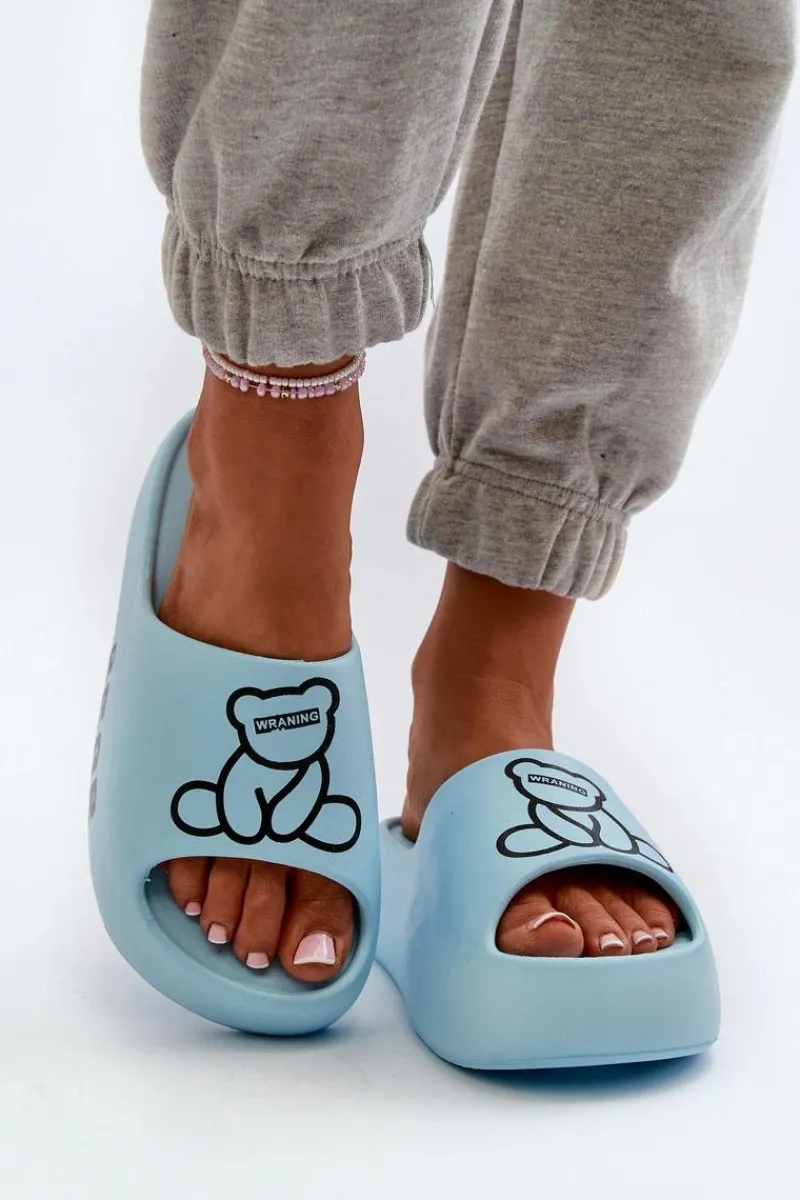 Klapki Basenowe|Klapki Na Platformie>Boto Piankowe Klapki Damskie Na Masywnej Podeszwie Z Misiem Niebieskie Lamira