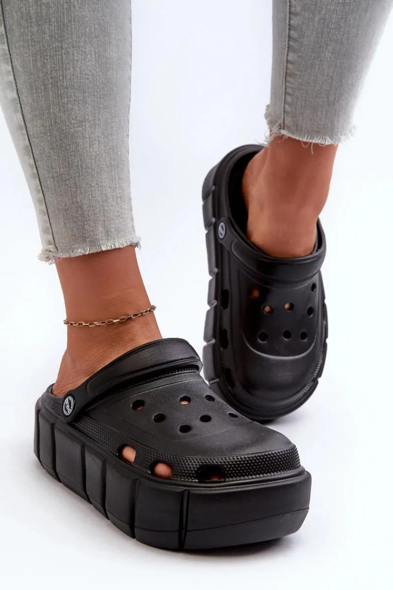 Hot Piankowe Klapki Damskie Na Platformie Czarne Itubia Damskie Klapki Basenowe|Klapki Na Platformie