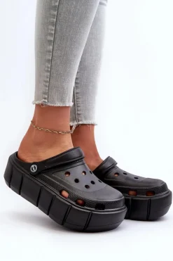 Hot Piankowe Klapki Damskie Na Platformie Czarne Itubia Damskie Klapki Basenowe|Klapki Na Platformie