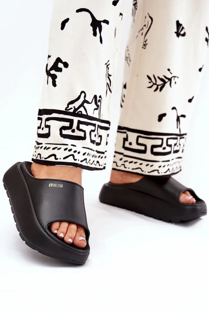 Sale Big Star Shoes Piankowe Klapki Damskie Na Platformie Big Star RR274A567 Czarne Czarny