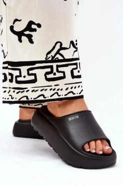 Sale Big Star Shoes Piankowe Klapki Damskie Na Platformie Big Star RR274A567 Czarne Czarny
