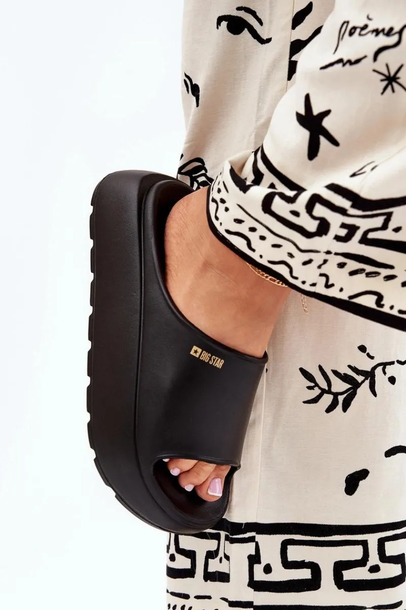 Sale Big Star Shoes Piankowe Klapki Damskie Na Platformie Big Star RR274A567 Czarne Czarny