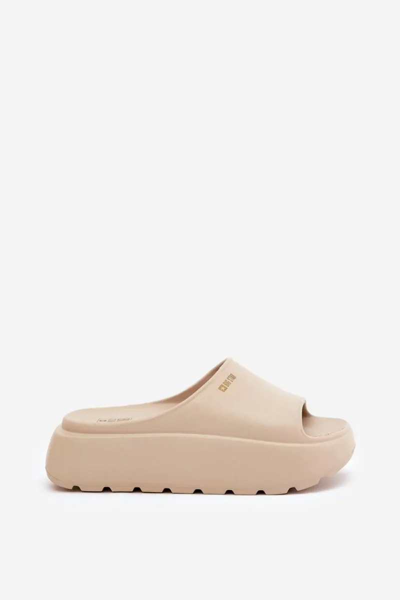 Klapki Damskie Big Star|Klapki Basenowe>Big Star Shoes Piankowe Klapki Damskie Na Platformie Big Star RR274A569 Beżowe Beżowy