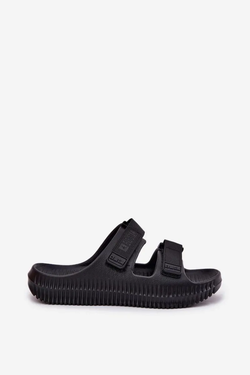 Best Piankowe Klapki Damskie Z Rzepami Big Star RR274A527 Czarne Damskie Klapki Damskie Big Star|Klapki Basenowe