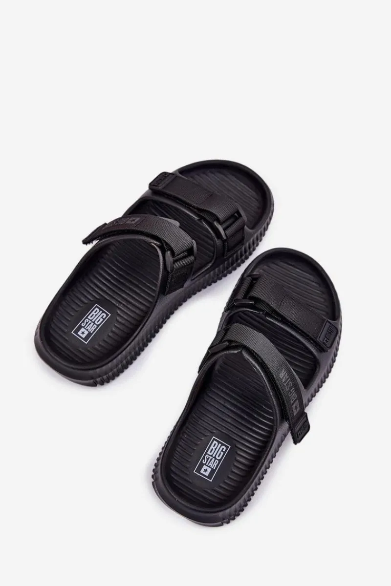 Best Piankowe Klapki Damskie Z Rzepami Big Star RR274A527 Czarne Damskie Klapki Damskie Big Star|Klapki Basenowe