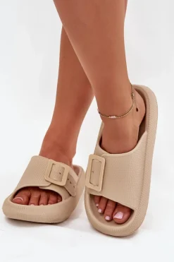 Klapki Basenowe|Klapki Na Platformie>Buty damskie Vinceza Piankowe Klapki Damskie Z Klamrą Vinceza 75207 Beżowe Beżowy