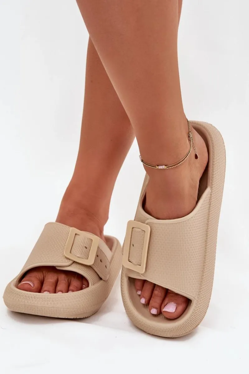 Klapki Basenowe|Klapki Na Platformie>Buty damskie Vinceza Piankowe Klapki Damskie Z Klamrą Vinceza 75207 Beżowe Beżowy