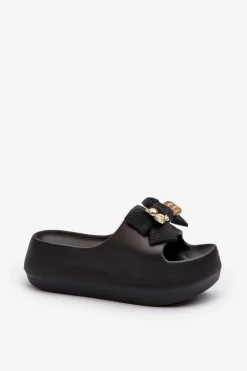 Sale Boto Piankowe Klapki Damskie Z Kokardą Czarne Salessa