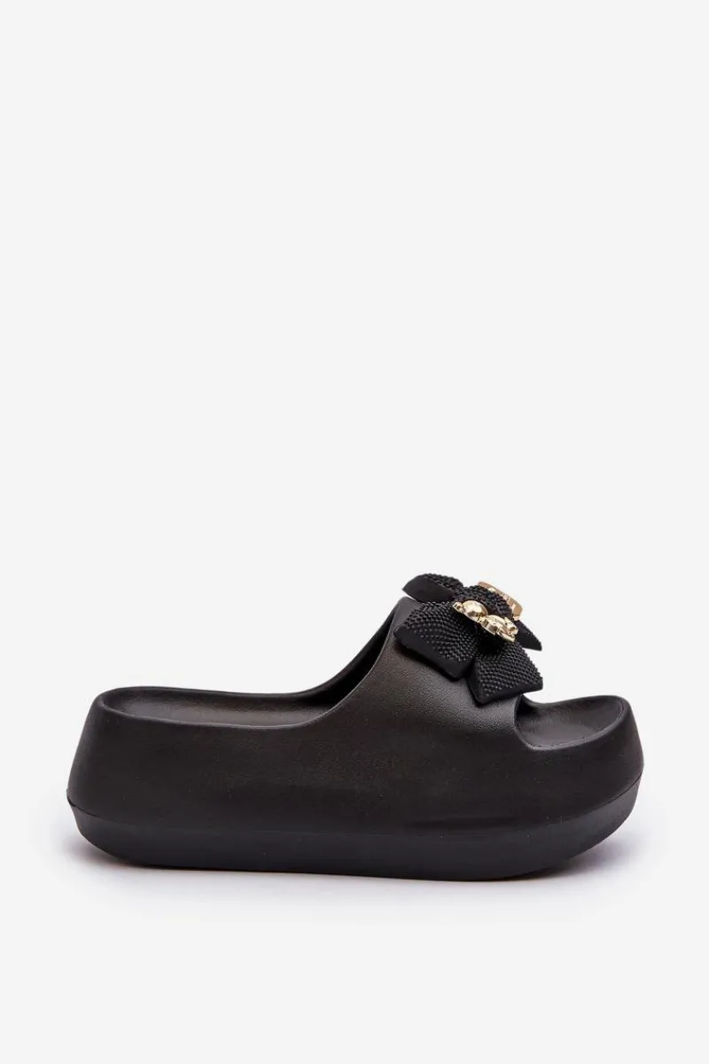 Sale Boto Piankowe Klapki Damskie Z Kokardą Czarne Salessa