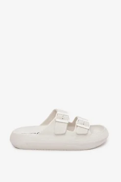 Piankowe Klapki Damskie Z Klamrami Vinceza 76056 Białe Damskie Klapki Basenowe|Klapki Na Platformie