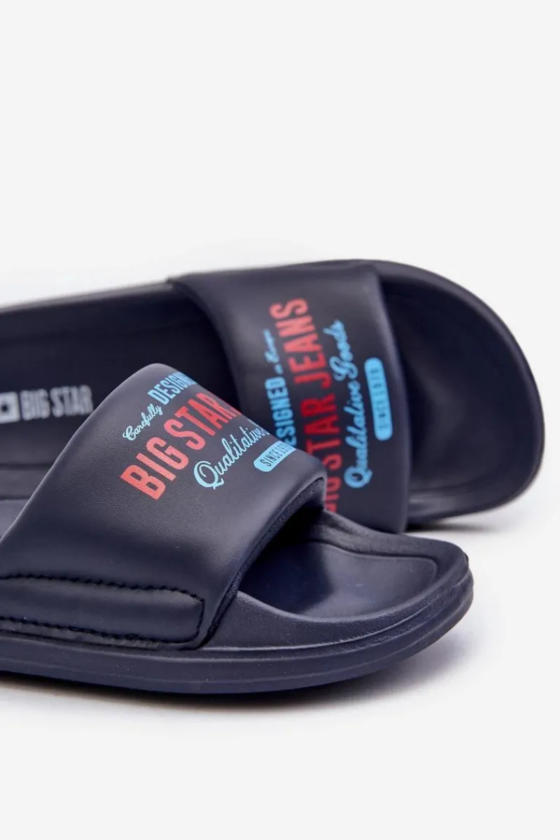 Online Big Star Shoes Piankowe Klapki Dziecięce Big Star NN374516 Granatowe Niebieski