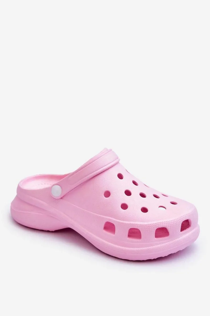 Hot Piankowe Klapki Kroksy Na Masywnej Podeszwie Różowe Katniss Damskie Klapki Basenowe|Klapki Damskie Klasyczne