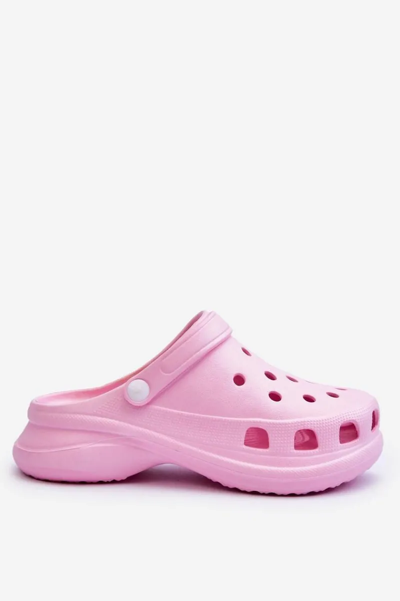 Hot Piankowe Klapki Kroksy Na Masywnej Podeszwie Różowe Katniss Damskie Klapki Basenowe|Klapki Damskie Klasyczne