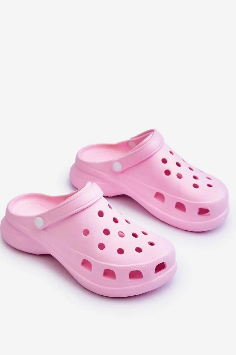 Hot Piankowe Klapki Kroksy Na Masywnej Podeszwie Różowe Katniss Damskie Klapki Basenowe|Klapki Damskie Klasyczne