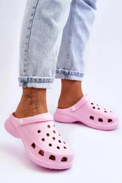 Hot Piankowe Klapki Kroksy Na Masywnej Podeszwie Różowe Katniss Damskie Klapki Basenowe|Klapki Damskie Klasyczne