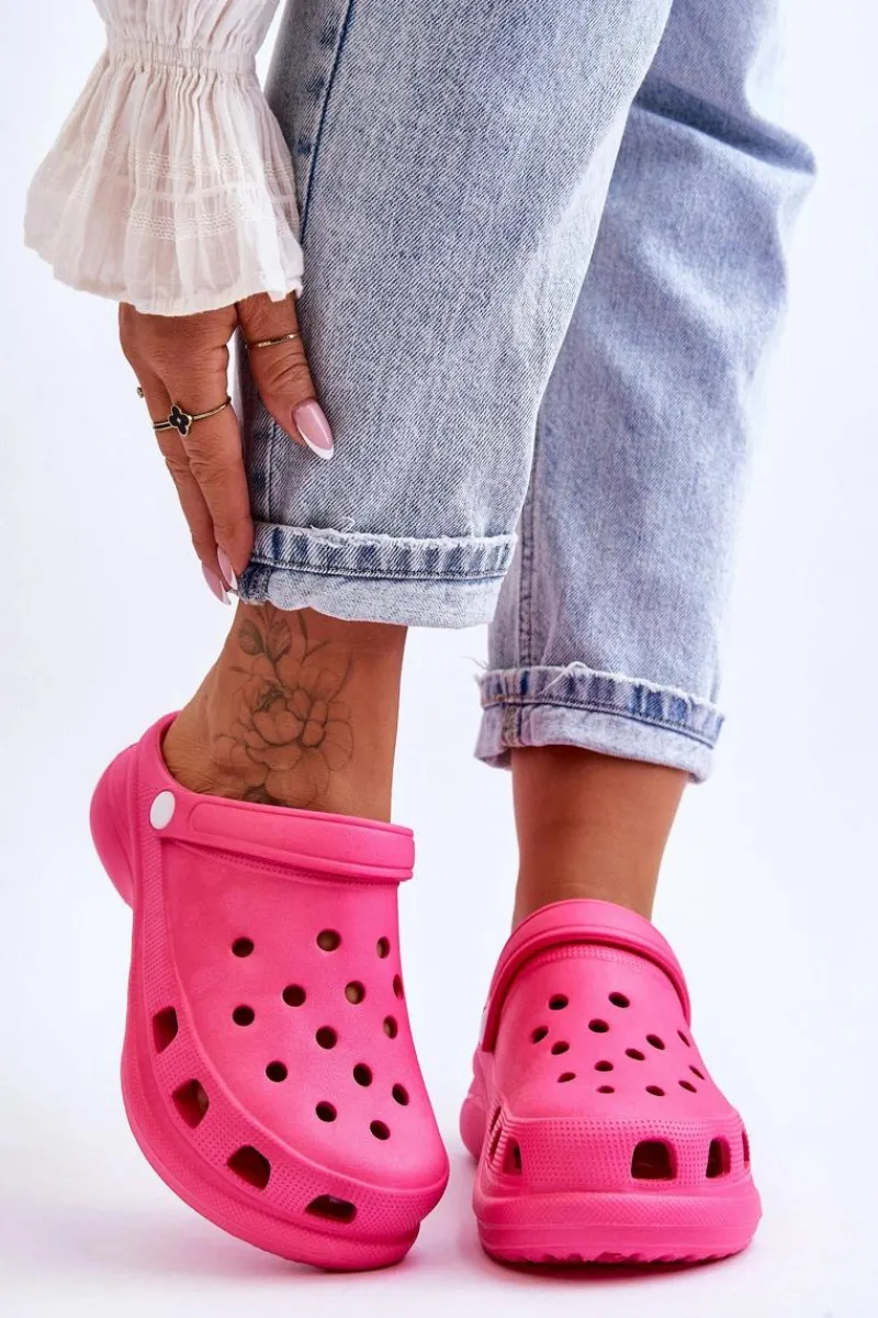 Klapki Basenowe|Klapki Damskie Klasyczne>Boto Piankowe Klapki Kroksy Na Masywnej Podeszwie Ciemnoróżowe Katniss