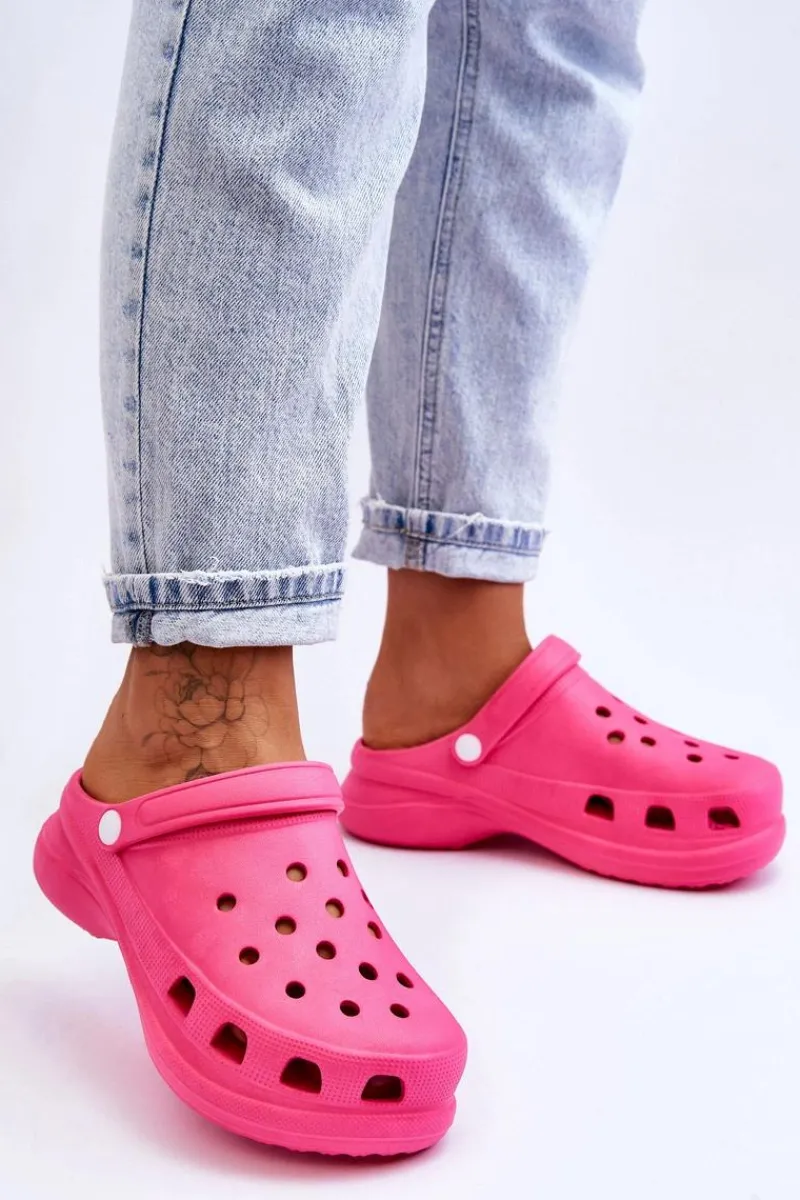 Klapki Basenowe|Klapki Damskie Klasyczne>Boto Piankowe Klapki Kroksy Na Masywnej Podeszwie Ciemnoróżowe Katniss