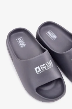 Klapki Męskie Big Star|Klapki Męskie Klasyczne></noscript>Big Star Shoes Piankowe Klapki Męskie Z Logo Big Star RR174A013 Szare Szary