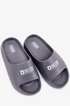 Klapki Męskie Big Star|Klapki Męskie Klasyczne></noscript>Big Star Shoes Piankowe Klapki Męskie Z Logo Big Star RR174A013 Szare Szary