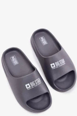 Klapki Męskie Big Star|Klapki Męskie Klasyczne></noscript>Big Star Shoes Piankowe Klapki Męskie Z Logo Big Star RR174A013 Szare Szary