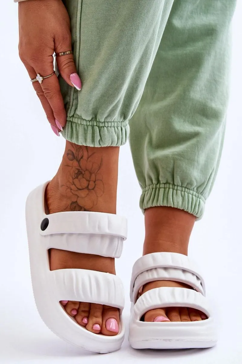 New Boto Piankowe Klapki Sandałki Białe Lirell