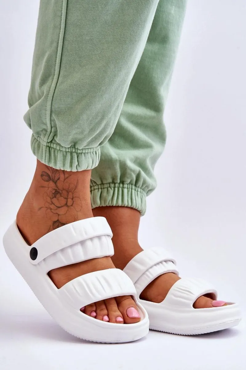 New Boto Piankowe Klapki Sandałki Białe Lirell