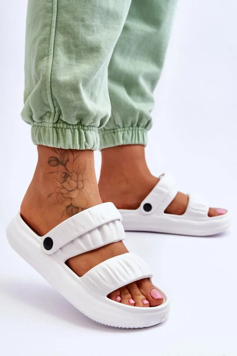 New Boto Piankowe Klapki Sandałki Białe Lirell