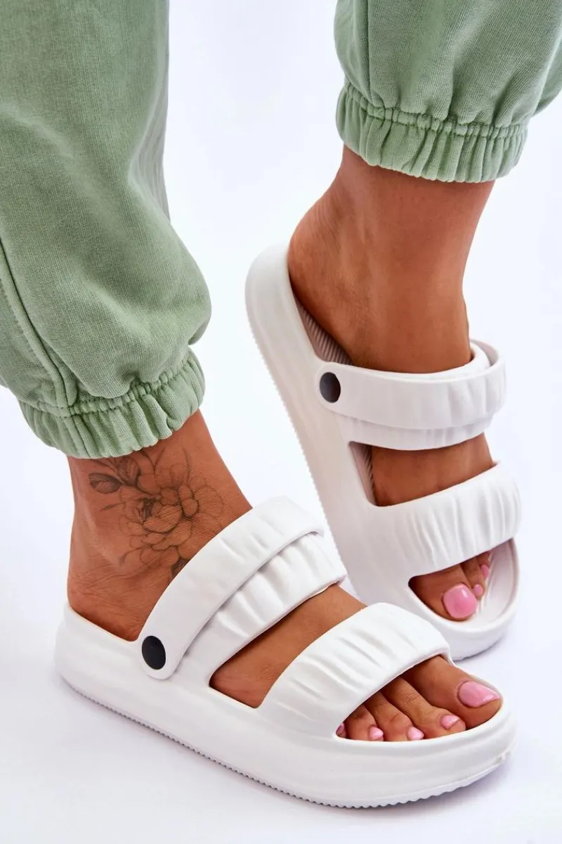 New Boto Piankowe Klapki Sandałki Białe Lirell