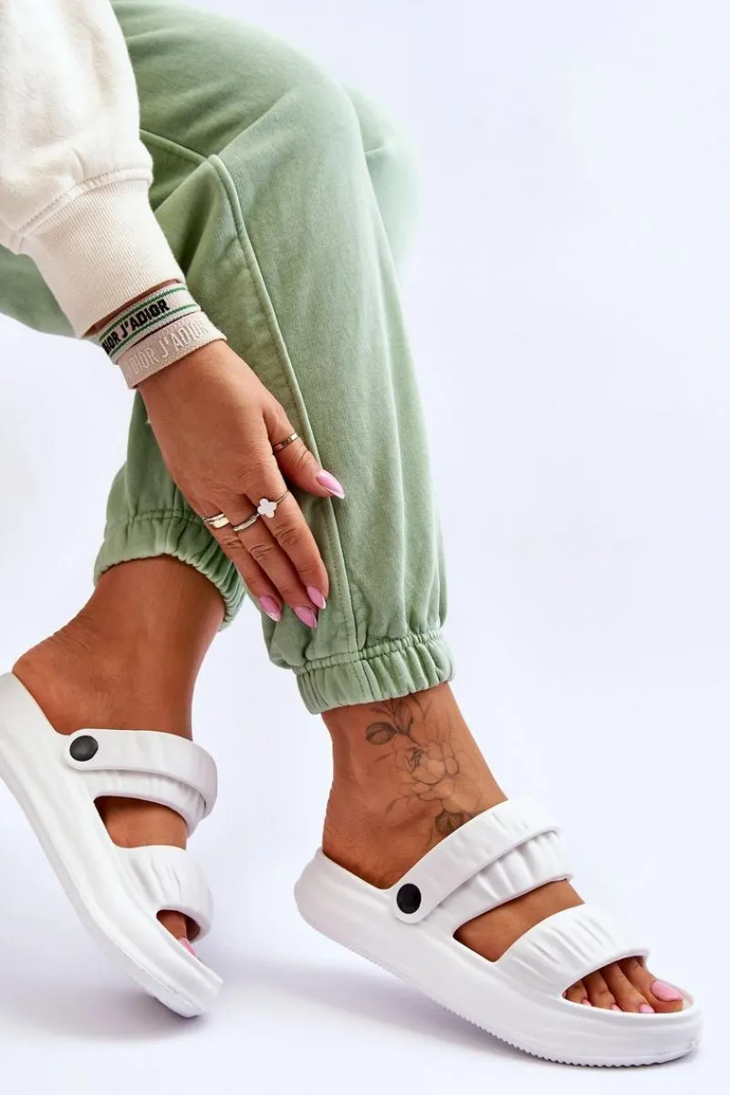 New Boto Piankowe Klapki Sandałki Białe Lirell