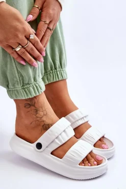 New Boto Piankowe Klapki Sandałki Białe Lirell