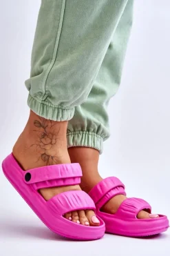 Sandały Płaskie|Klapki Basenowe></noscript>Boto Piankowe Klapki Sandałki Fuksja Lirell