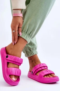 Sandały Płaskie|Klapki Basenowe></noscript>Boto Piankowe Klapki Sandałki Fuksja Lirell