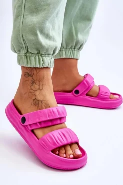 Sandały Płaskie|Klapki Basenowe></noscript>Boto Piankowe Klapki Sandałki Fuksja Lirell