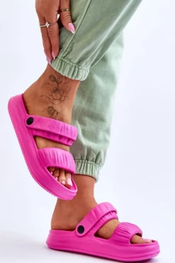 Sandały Płaskie|Klapki Basenowe></noscript>Boto Piankowe Klapki Sandałki Fuksja Lirell