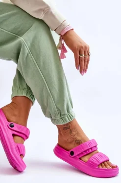 Sandały Płaskie|Klapki Basenowe></noscript>Boto Piankowe Klapki Sandałki Fuksja Lirell