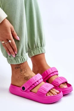 Sandały Płaskie|Klapki Basenowe></noscript>Boto Piankowe Klapki Sandałki Fuksja Lirell