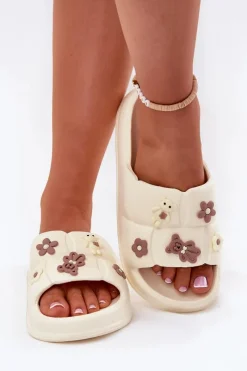 Best Boto Piankowe Klapki Z Przypinkami Ecru Redienna Biały